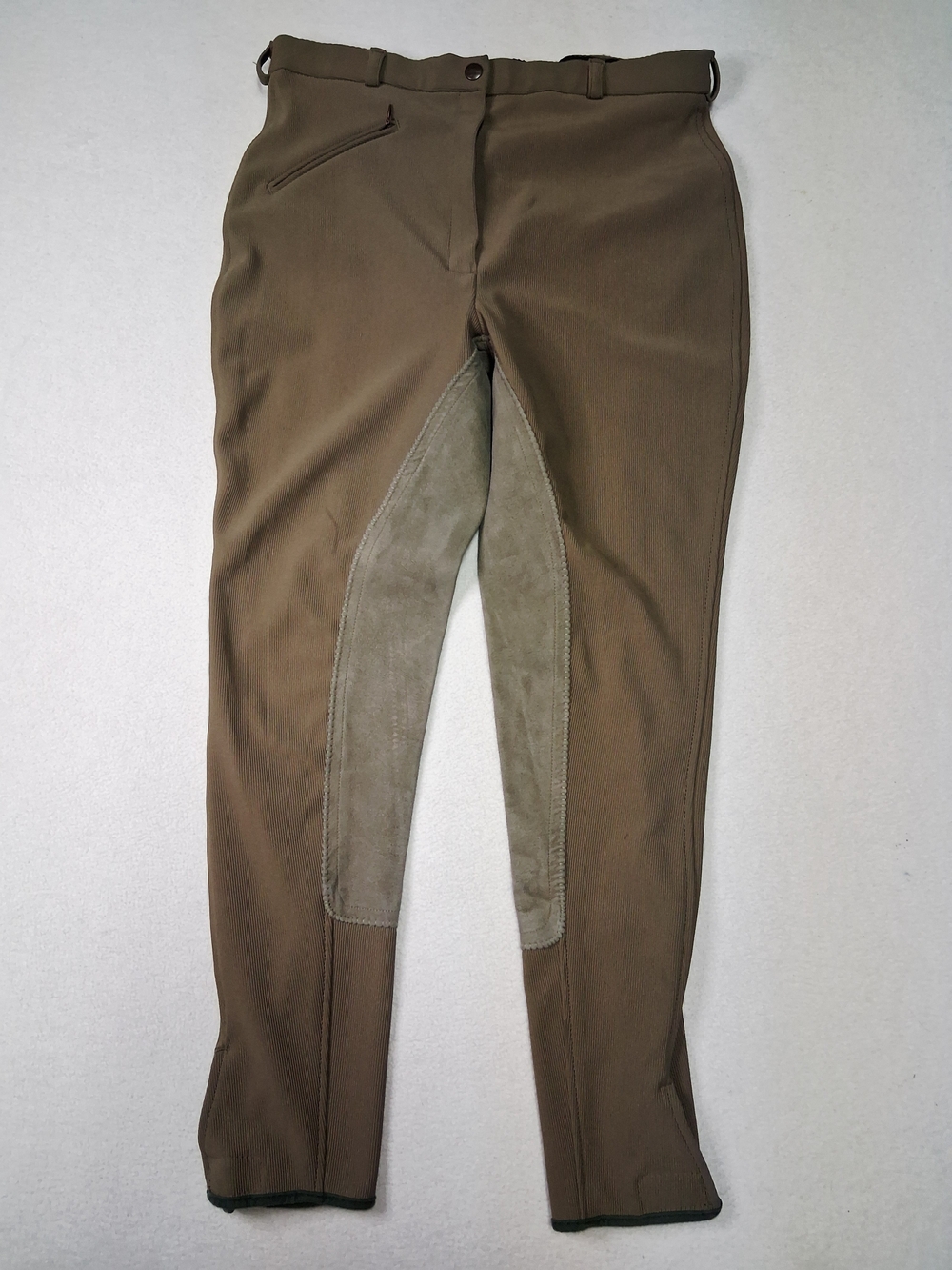 Women's Olive Brown Riding Breeches with Suede Knee Patch